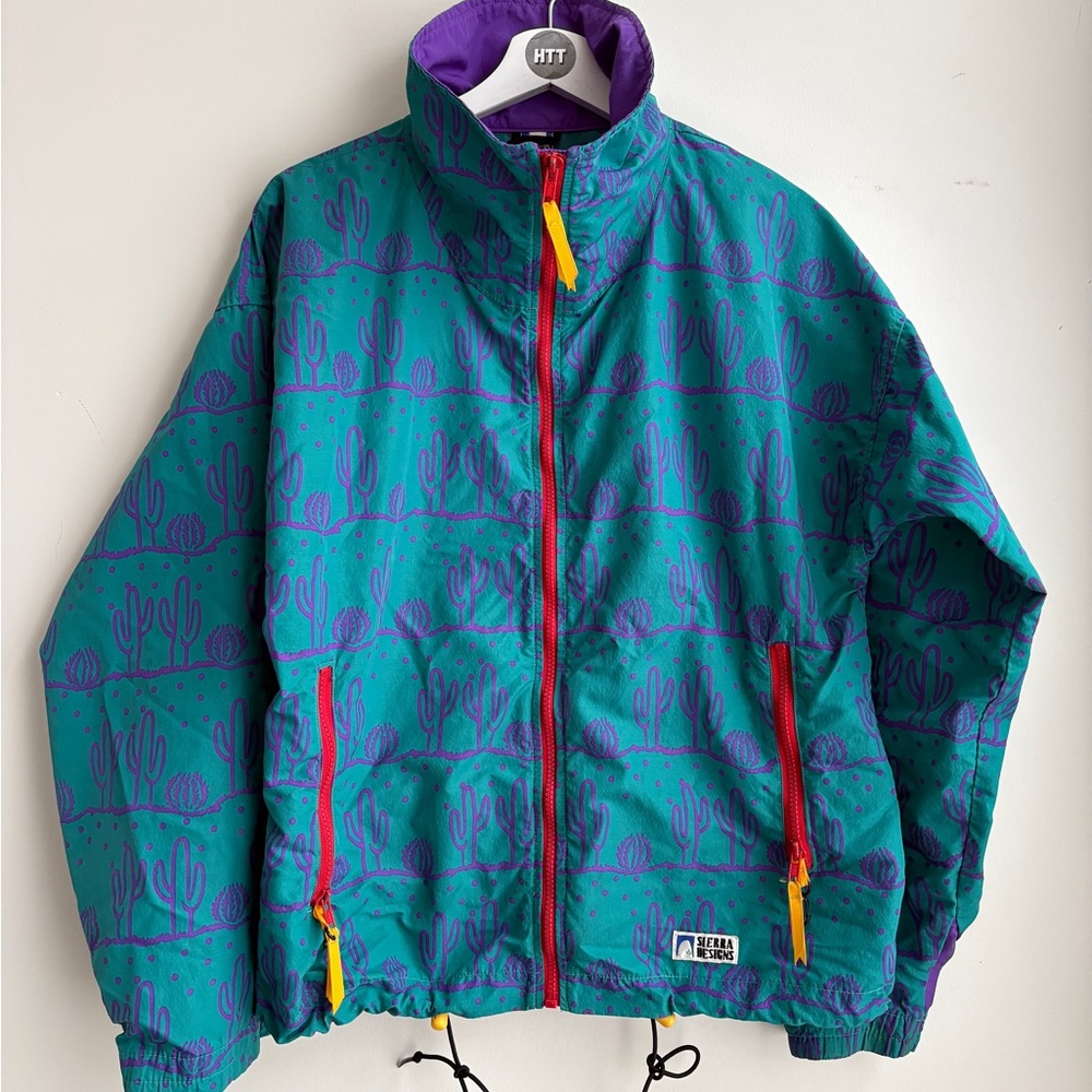 Sierra Designs Teal and Purple Cactus Windbreaker Jacket